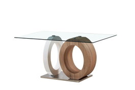 DKD Home Decor Mesa Comedor Blanco Transparente Cristal MDF 90 x 75 x 160 cm