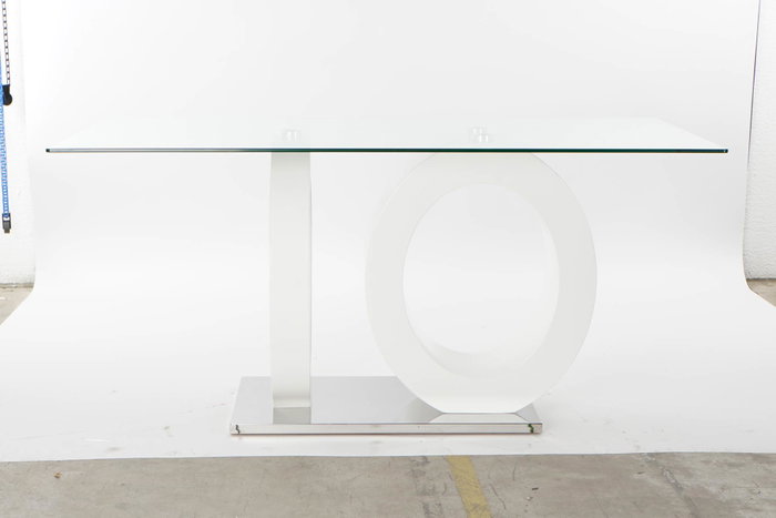 DKD Home Decor Mesa Comedor Blanco Transparente Cristal MDF 90 x 75 x 160 cm