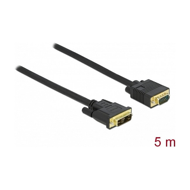DeLOCK Cable Adaptador DVI 12+5 Macho a VGA Macho 5 m