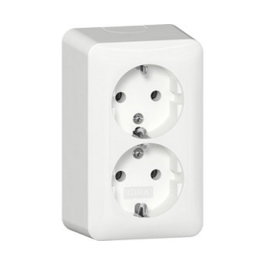 GIRA 478013 Toma de corriente Schuko con 2 enchufes y placa de montaje AP Blanco