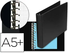 Multifin Carpeta Multifin Alfa 3002-g con 11 Anillas de 39 mm en Plástico Negro, Formato Cuarto (155x215 mm)