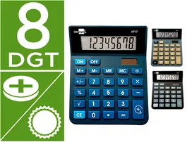 Liderpapel xf19 Calculadora Sobremesa 8 Dígitos Solar y Pilas 127x105x24 mm (Expositor 10 Unidades)