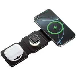 Vention Base de Carga Inalámbrica 3 en 1 MagSafe FGGB0 15W con Luz Nocturna LED