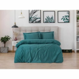 Aucune Juego de cama Azul de 100% algodón satén con funda nórdica y 2 fundas de almohada