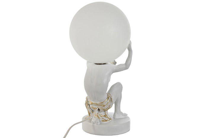 DKD Home Decor Lámpara de sobremesa Atlas Blanco y Dorado