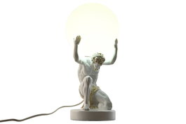 DKD Home Decor Lámpara de sobremesa Atlas Blanco y Dorado