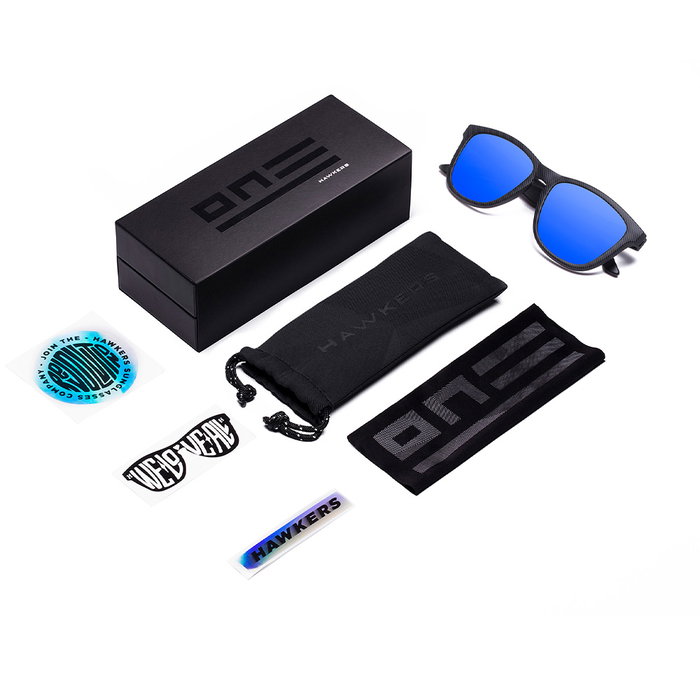 Hawkers Gafas de Sol ONE CARBONO Polarized Sky Azul Negro Unisex Adulto
