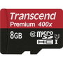 Transcend 8GB microSDHC Tarjeta de Memoria Clase 10 UHS-I (U1), 90 MB/s, Negro/Rojo, con Adaptador SD