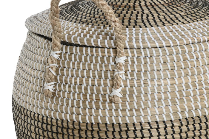 DKD Home Decor Set de 2 Cestas de Seagrass Blanco 45x45x48 cm