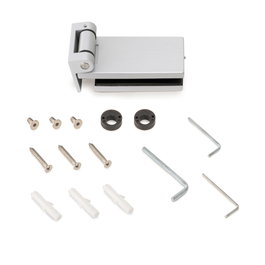 Emuca Bisagra para puerta de cristal con embellecedor, bisagra horizontal con pala de 40mm, para puerta de 8-12mm, aluminio y acero, gris metalizado