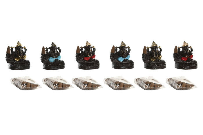 DKD Home Decor Soporte Incienso Set 20 Cerámica Ganesha Mandala