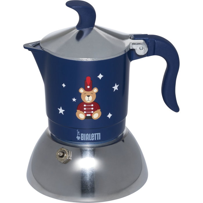 Bialetti Fiammetta 2TZ Blue Orsetto Induction, Cafetera espresso para 2 tazas, Azul / Plata Bialetti Fiammetta 2TZ Blue Orsetto Induction, Cafetera espresso para 2 tazas, Azul / Plata