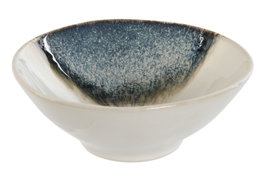 DKD Home Decor Set de 6 Cuencos de Gres Esmaltado Hechos a Mano, Azul y Blanco, 15x15x5 cm