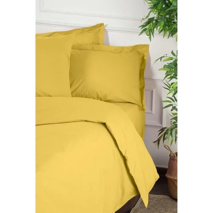 Juego de Cama - 1 Funda Nórdica 220x240 cm + 2 Fundas de Almohada 60x60 cm - 100% Algodón Reforzado - Amarillo Juego de Cama - 1 Funda Nórdica 220x240 cm + 2 Fundas de Almohada 60x60 cm - 100% Algodón Reforzado - Amarillo