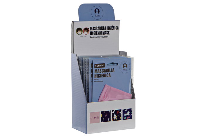 DKD Home Decor Mascarilla Infantil sin filtro 1 x 11 x 15 cm Algodon Poliester Azul Marino Rosa Multicolor (12 Unidades)