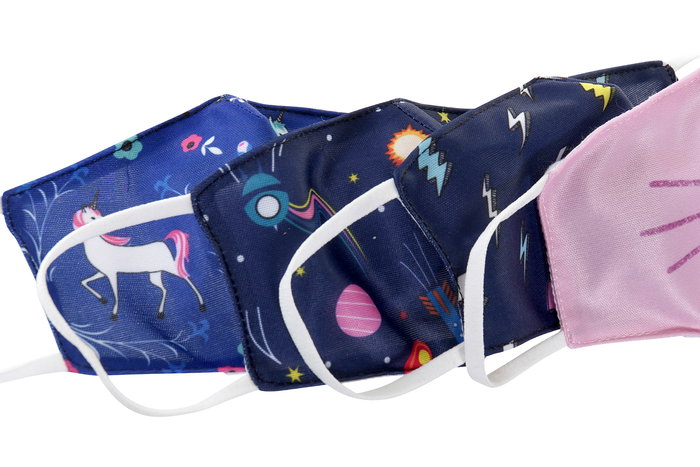 DKD Home Decor Mascarilla Infantil sin filtro 1 x 11 x 15 cm Algodon Poliester Azul Marino Rosa Multicolor (12 Unidades)