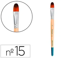 Liderpapel Pincel nº 15 Punta Filbert Lengua de Gato Pelo Sintético para Acrílica y Acuarela