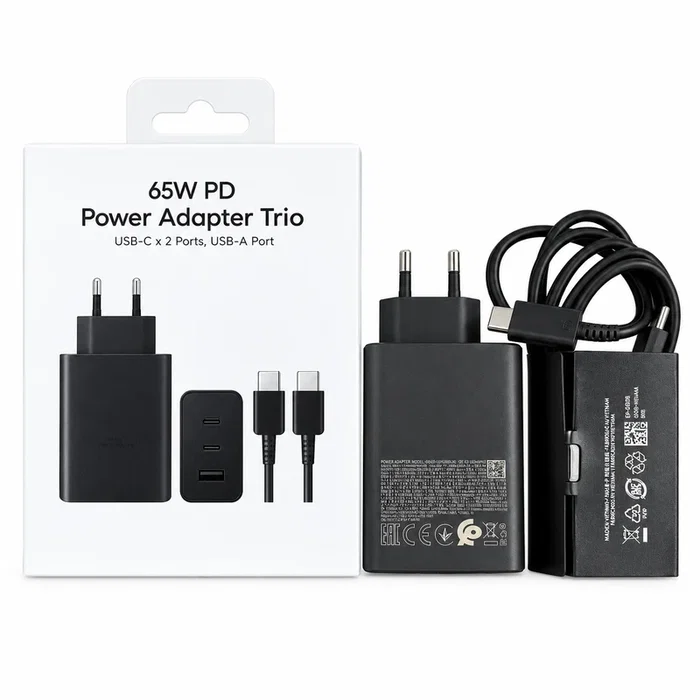 Generico Cargador rápido 65W PD 3 puertos (2 USB-C + 1 USB-A) Negro Generico Cargador rápido 65W PD 3 puertos (2 USB-C + 1 USB-A) Negro