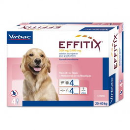 Virbac Effitix Perro Talla L para 20-40 kg, Antiparasitario para Perros, 4 Pipetas