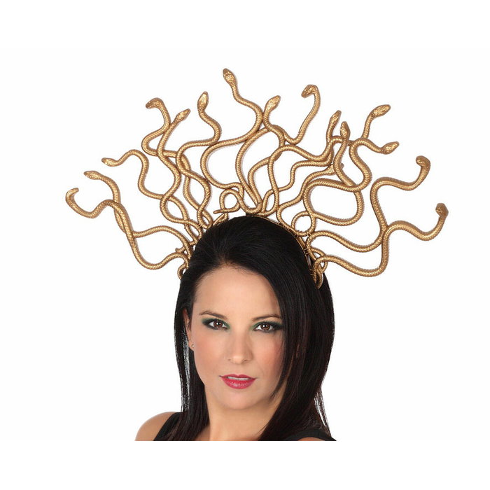 Diadema Dorada con Serpientes para Disfraz de Medusa Mitológica - Accesorio Temático Romanos Adulto Diadema Dorada con Serpientes para Disfraz de Medusa Mitológica - Accesorio Temático Romanos Adulto