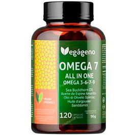 VEGAGENO Omega 7 All In One Omega 3 6 7 9 Aceite De Espino Amarillo 120 Cápsulas
