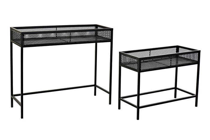 DKD Home Decor Set de 2 Maceteros Metálicos Negros Carter 20