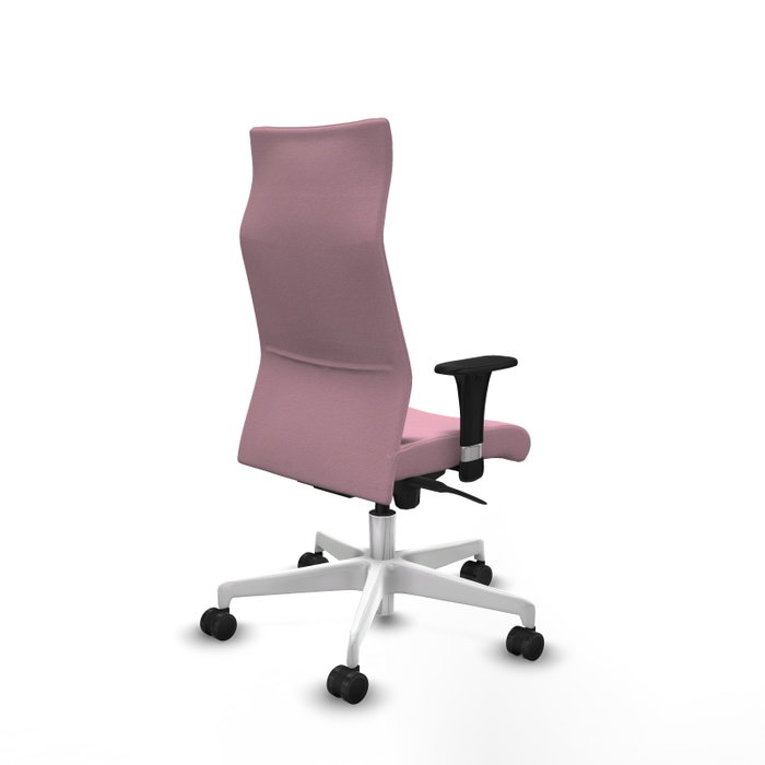 PIQUERAS Y CRESPO Sillón Albacete con Mecanismo Sincro, Tela Rosa y Base Blanca