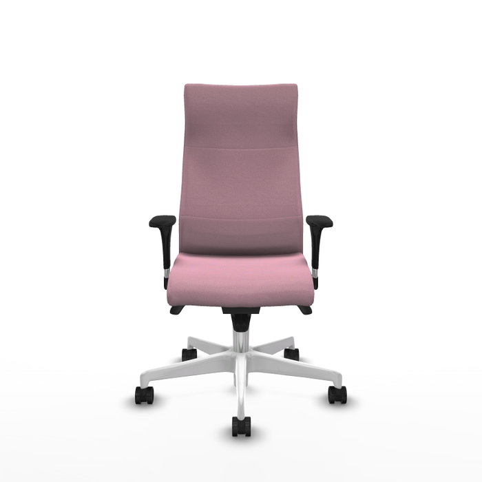 PIQUERAS Y CRESPO Sillón Albacete con Mecanismo Sincro, Tela Rosa y Base Blanca