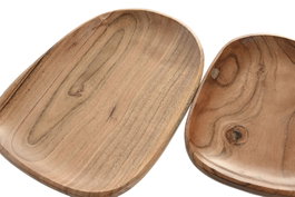 DKD Home Decor Set de Centro de Mesa de Mango, 2 Piezas, Marrón Natural