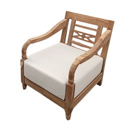 DKD Home Decor Sillón Balines Natural Beige Teca 75 x 85 x 70 cm con Cojín