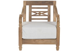 DKD Home Decor Sillón Balines Natural Beige Teca 75 x 85 x 70 cm con Cojín