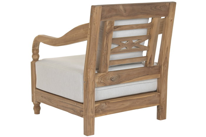 DKD Home Decor Sillón Balines Natural Beige Teca 75 x 85 x 70 cm con Cojín