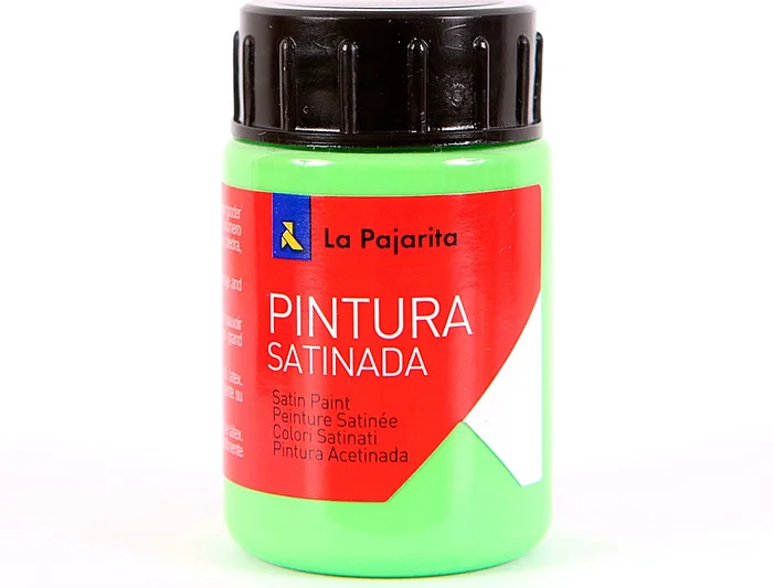 La pajarita Pintura Latex Satina Verde Loro 35 ml Acabado Satinado para Madera Papel Piedra Ladrillo Estuco Cemento