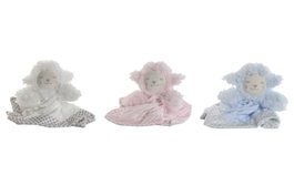 DKD Home Decor Doudou Baby Rosa Azul Poliester Dimensiones 30 x 8 x 30 cm (3 Unidades) para Bebés
