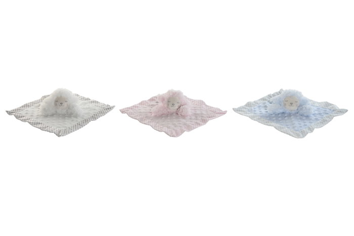 DKD Home Decor Doudou Baby Rosa Azul Poliester Dimensiones 30 x 8 x 30 cm (3 Unidades) para Bebés