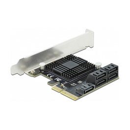 DeLOCK SATA 5 puertos PCI Express x4 tarjeta - Perfil bajo, SATA 6 Gbit/s, soporte Hot-swap y S.M.A.R.T., incluye manual y cables