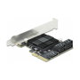 DeLOCK Tarjeta PCIe x4 de 5 Puertos SATA 3.0 Interna de 6 Gbit/s con Cables, Soporte Low Profile y Hot-Swap - Compatible Windows/Linux
