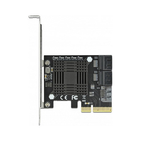 DeLOCK Tarjeta PCIe x4 de 5 Puertos SATA 3.0 Interna de 6 Gbit/s con Cables, Soporte Low Profile y Hot-Swap - Compatible Windows/Linux