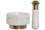 DKD Home Decor Mortero de Mármol y Latón Blanco y Dorado