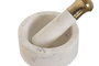 DKD Home Decor Mortero de Mármol y Latón Blanco y Dorado