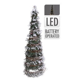 Árbol de Navidad Cono Ratán 60 cm con 30 LED efecto nevado interior luz cálida