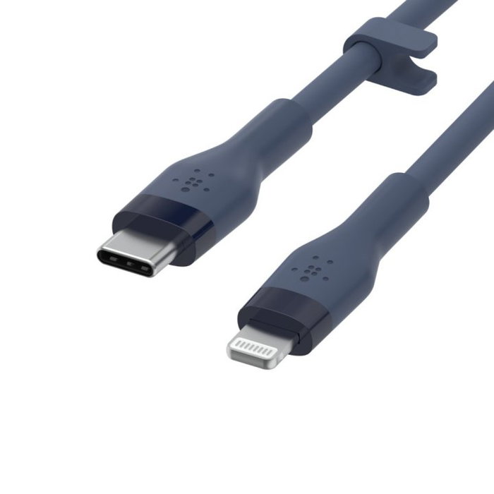 Belkin CAA009BT1MBL Cable USB-C a Lightning de silicona flexible de 1 metro para iPhone/iPad, color azul