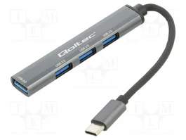 QOLTEC Hub USB 4 Puertos USB A y USB C Grafito