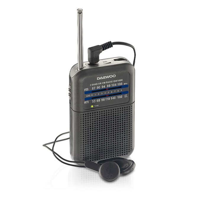 Daewoo Radio Portátil AM/FM, Gris