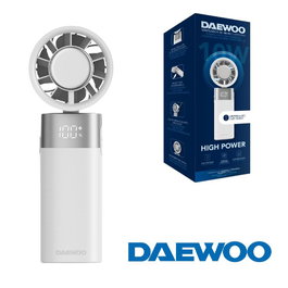 DAEWOO Ventilador de Mano Portátil 10W con 80 Velocidades y Pantalla Display
