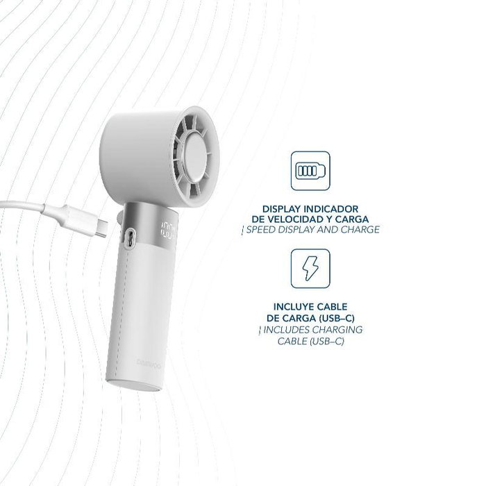 Daewoo DW9013 Ventilador de Mano Portátil Blanco