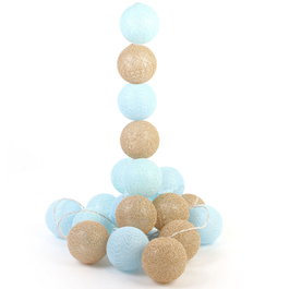 Home Deco Light Guirnalda Luz 20 Led Azul/Oro con Bolas de 5,5 cm, Cable 345 cm