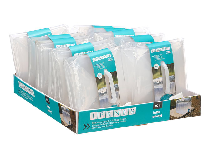 Leknes Deposito Plegable 10L Transparente Azul 21x10x20cm (Set de 24)