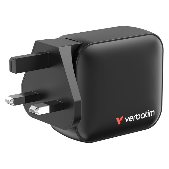 Verbatim Cargador GaN Mini 100W 3 Puertos USB Carga Rápida QC 3.0 Negro