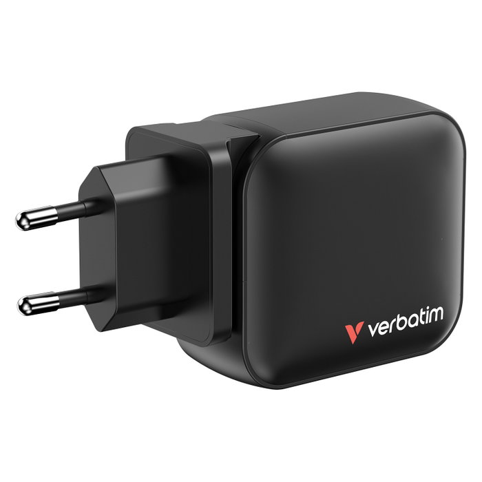 Verbatim Cargador GaN Mini 100W 3 Puertos USB Carga Rápida QC 3.0 Negro